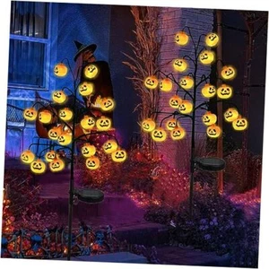Outdoor Halloween Dekorationen 2er-Pack 40 LED Solar Halloween Kürbis Orange - Bild 1 von 8