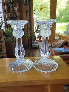 Baccarat Kristall ""BAMBUS"" Wirbel Kerzenhalter Paar 7,5x4,5"" ~ Frankreich selten ** - Bild 1 von 10