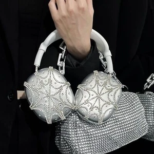Protective Case for AirPods Max Dazzling Spider Web Headphones with Diamonds - Picture 1 of 19