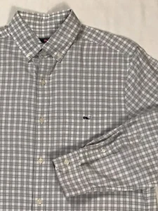 Vineyard Vines Camicia Tucker Uomo Small S Grigio Check Vestibilità Classica Balena - Foto 1 di 9