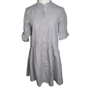 Madewell Striped Classic Lightweight Button-Front Tiered Shirt Dress Size XXS - Picture 1 of 14