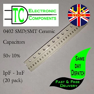 MURATA 0402 SMD SMT Ceramic Capacitors 1pF to 1uF MLCC 0.0625W X5R Surface mount