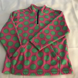 Hanna Andersson Girl’s Fleece Polka Dot 1/4 Zip Pullover Pink Green 120 US 6-7 - Picture 1 of 10
