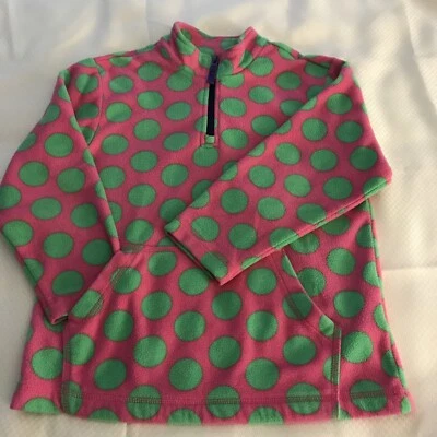 Pullover Hanna Andersson Niña Polar Lunares 1/4 Cremallera Rosa Verde 120 EE. UU. 6-7 Foto 1 de 4