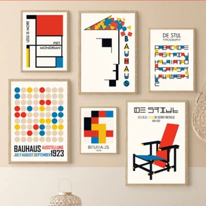 Bauhaus Lines Geometric Figure Nordic Abstract Wall Art Posters Prints Canvas Pa - Picture 1 of 66