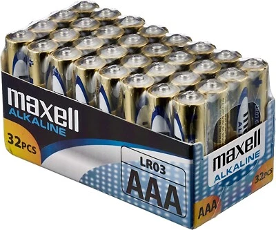 32 BATTERIE AAA PILE MINISTILO ALCALINE MAXELL LR03 1.5V BATTERIA LUNGA DURATA