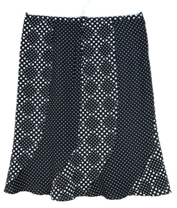 LIZ CLAIBORNE Women's 100% Silk A-Line Skirt Lined Polka Dot Black White Size 12 - Picture 1 of 14