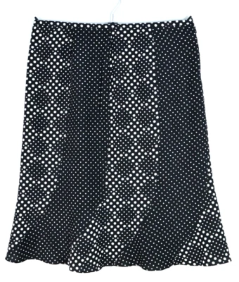 Falda para mujer LIZ CLAIBORNE 100 % seda línea A forrada a lunares negra blanca talla 12 Foto 1 de 4