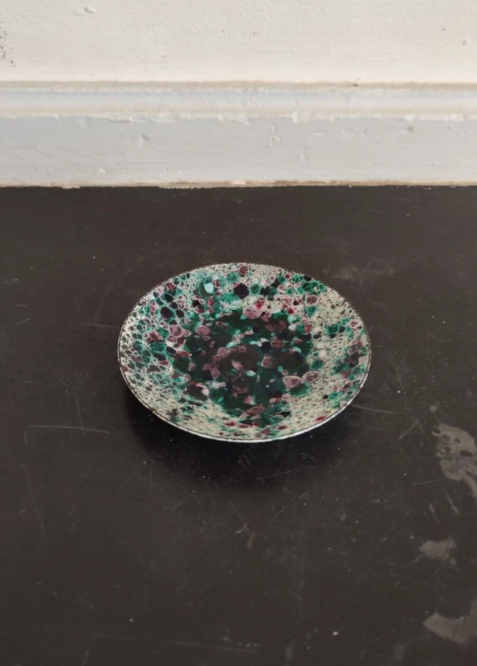 Petite coupelle en cuivre émaillé ronde mouchetée - Photo 1/4