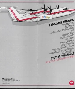 RANSOME AIRLINES SYSTEM FAHRPLAN 9-6-1983 DE HAVILLAND DASH 7 BOSTON-TRENTON - Bild 1 von 1