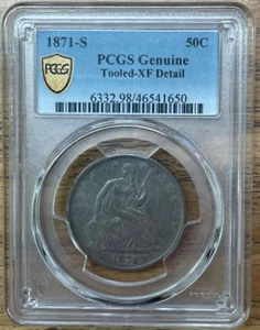 1871-S P 50c Seated Liberty Half Dollar, PCGS XF, Beautifully Toned Coin - Picture 1 of 4