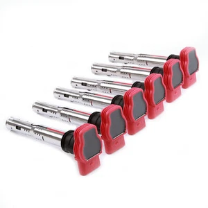 Paquete de 6 bujías de encendido rojas para AUDI A6 A8 Q7 PORSCHE 3.0T 3.2 - Imagen 1 de 15
