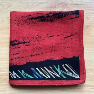VINTAGE HANDKERCHIEF JAPAN MEN'S ART RED PLAIN POCKET SQUARE COTTON 18" A-0622 - Picture 1 of 3
