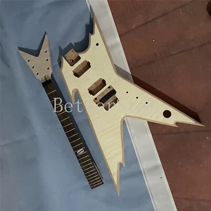 6 String Unfinished With Parts DIY Electric Guitar Solid Body HH Pickup Groove - Picture 1 of 5