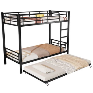 Etagenbett Kinderbett 90x200 cm Hochbett Metallbett mit 90x190 cm ausziehbett - Bild 1 von 13