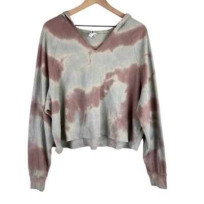 Project Social T Wilderness Tie Dye V-Neck Thermal Knit Hoodie Size Small - Image 1 of 4