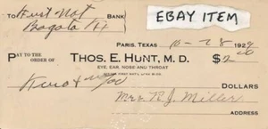 1929 PARIS TEXAS THOMAS HUNT ARZT RJ MILLER - Bild 1 von 1