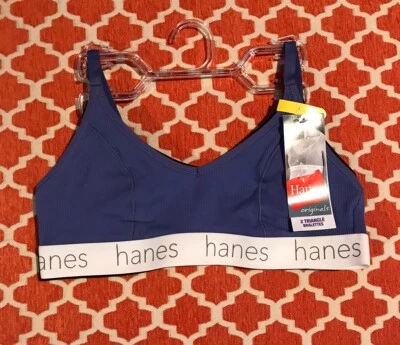 Sujetador Hanes Triangle Bralette Mujer Original Transpirable Elástico Algodón, Paquete de 2 Foto 1 de 4