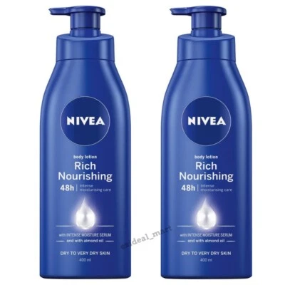 2 x NIVEA 400ml Rich Nourishing Moisturising Body Lotion Dry Skin Moisturiser AU - image 1 of 4