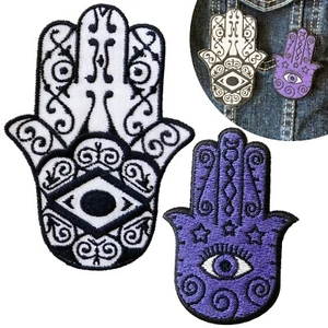 Hamsa eye hand Iron on patch henna hands evil eyes Hand of God iron-on patches - Picture 1 of 6