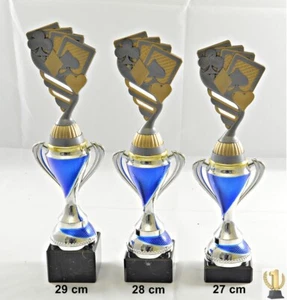 Poker - Skat - Karten Trophäe / Pokal 3er set oder einzeln incl. Beschriftung - Bild 1 von 2