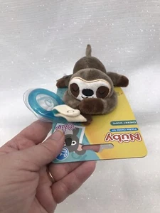 Nuby Pacifier Combo Set Cherry Shape 0-6 m Brown Sloth Plush Binky Snoozies NEW - Picture 1 of 12