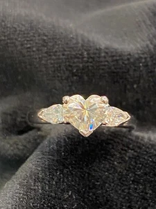 Pave 1.40 Cts Heart Pear Cut Diamonds Anniversary Solitaire Ring In 750 18K Gold - Picture 1 of 12