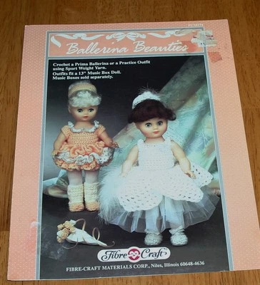 Fibra Craft: BALLERINA BEAUTIES 13" Muñeca Conjunto Crochet Patrón #FCM274 GUC Foto 1 de 3
