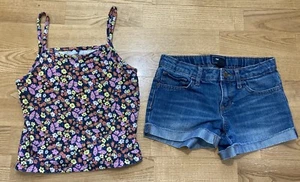 Girl's Old Navy & Gap Outfit Size 8 - Floral Top w/ Jean Shorts - Picture 1 of 7