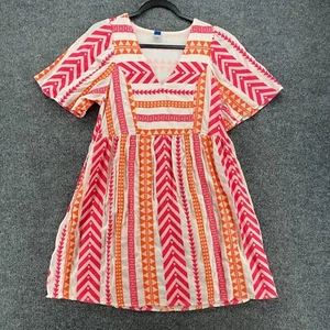 Old Navy Dress Womens S Aztec Print V-Neck Babydoll Peasant Boho Colorful Latin - Picture 1 of 9