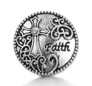 Dije de joyería a presión cruz de plata fe 18 - 20 mm intercambiable - piedra circonita cúbica transparente - Imagen 1 de 4