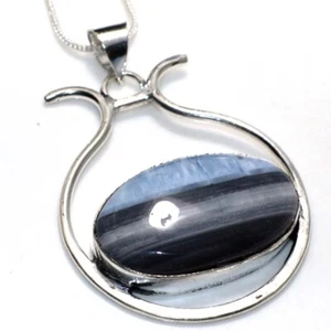 Owhyee Blue Opal 925 Silver Plated Gemstone Necklace 18" Valentine Gifts GW - Picture 1 of 3