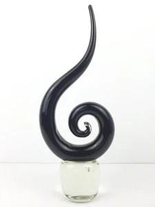 Escultura grande remolino de vidrio remolino negro estilo Murano hecha a mano 38,5 cm H - Imagen 1 de 12
