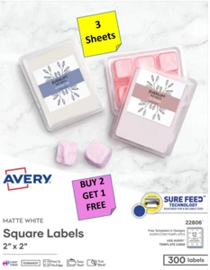 [3 Hojas] Etiquetas Cuadradas Blancas Avery 22806/22816 2 LÁSER o INKJET B2G1 - Imagen 1 de 1