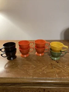 Set of 8 Vintage Plastic Solo Cozy Cup Holders #68 & 68A Orange, Brown, Green - Picture 1 of 7