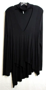 Free People schwarz Uptown Rollkragen Lagenlook roher Saum Langarmshirt XS EUC - Bild 1 von 5