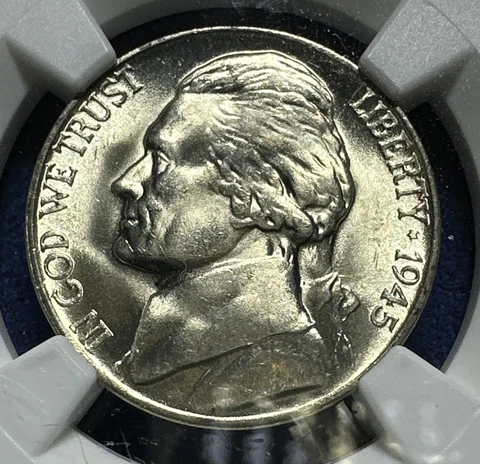 RARE Beautiful MS65 1945-P Silver War Jefferson Nickel NGC P Mint 5 Cents Cover