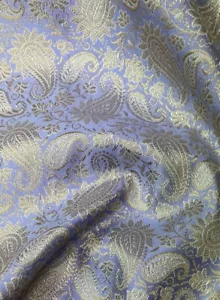 Broccato jacquard metallizzato lilla/oro fiori di paisley artigianale largo 45” - Foto 1 di 5