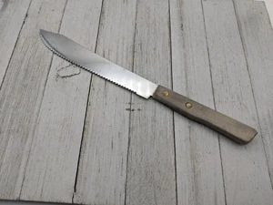 Wood Handle Knife Small Chef Blade 7" Total 11 3/4" Serrated Japan - Picture 1 of 7