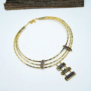 Zierliche afrikanische Rubin 18k vergoldet Halskette 925 Silber Galvanikschmuck - Bild 1 von 4