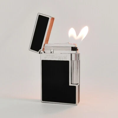 DP Double Flame Lighter Black Natural Lacquer Ping Sound For Cigarette Smoking