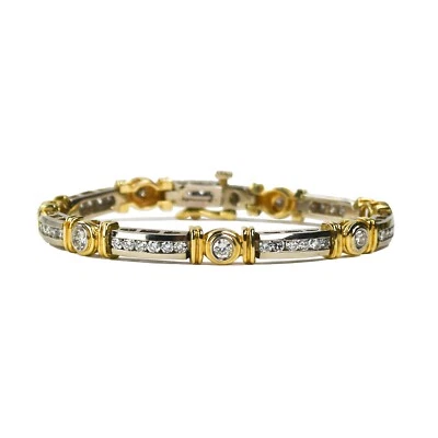 Brazalete tenis diamante oro dos tonos 14K 1,50 quilates Foto 1 de 4