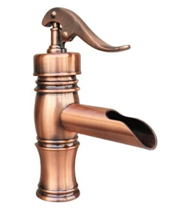 "Water Pump" Look Antique Copper Waterfall Bathroom Sink Faucet Mixer Tap Dnf311 - Picture 1 of 7