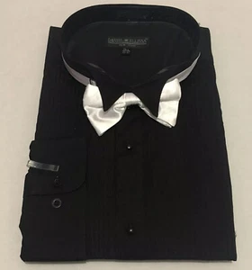 DANIEL ELLISSA MENS DRESS SHIRT NWT 18.5  BLACK AND WHITE SLEEVE 36-37 - Picture 1 of 1