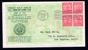 1932 FIRST DAY COVER - U.S.#717 - ARBOR DAY - NEBRASKA CITY - Block of 4 - Picture 1 of 2