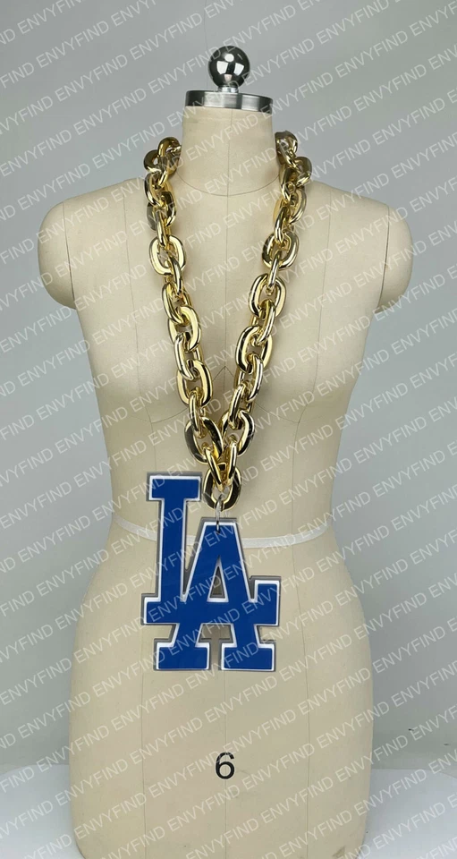New MLB LOS ANGELES DODGERS GOLD Jumbo Big Fan Chain Necklace Foam MI USA - Image 1 of 3