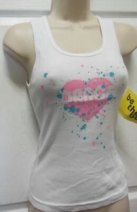 Motionwear Muscle T w/ Dance Heart screenprint White Top #1798 - Picture 1 of 4