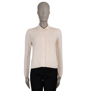 71610 auth MIU MIU pale pink wool 2019 TEXTURED KNIT Cardigan Sweater S - Picture 1 of 6