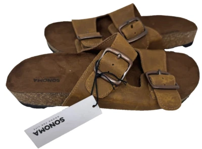 Sandalias de cuero Sonoma para mujer caligrafía doble hebilla marrón talla: 7 78F Foto 1 de 4
