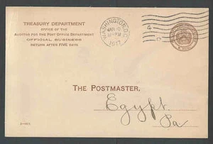 1917 PC WASH DC TREASURY DEPT OFFICIAL BUSINESS BROWN INDICIA FORM 4847-A - Picture 1 of 1